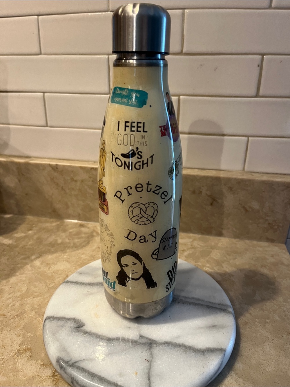 Cream Novelty Pretzel Day Stainless Insulated Bottle